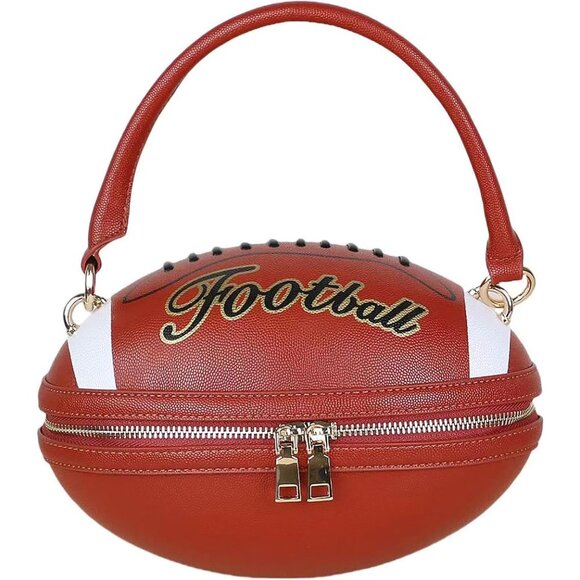 Fashion-Forward Football Handbag: Adjustable Shoulder Strap & Vibrant Colors - Picture 1 of 7